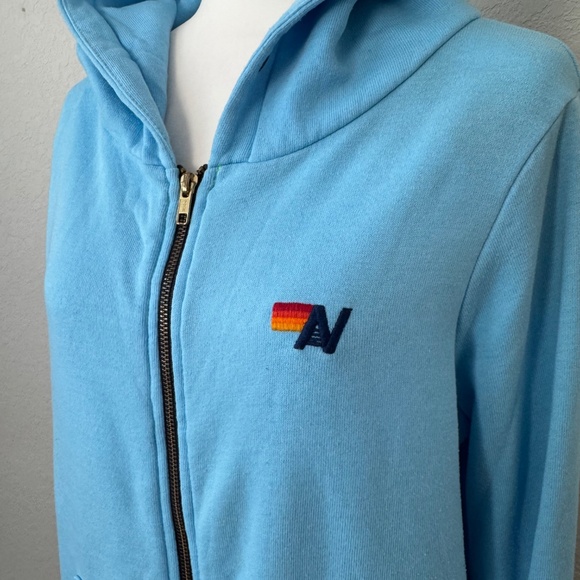 Aviator Nation Blue Rainbow Full Zip Jacket Sweatshirt Hoodie Unisex Size M - Picture 2 of 10